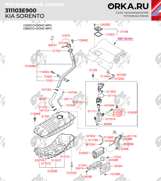 Купить Пластиковый топливный бак KIA Sorento 5 местный, 2002-2009 г.в. (BP) - 67 л. Пластиковый топливный бак KIA Sorento 5 местный, 2002-2009 г.в. (BP) - 67 л.