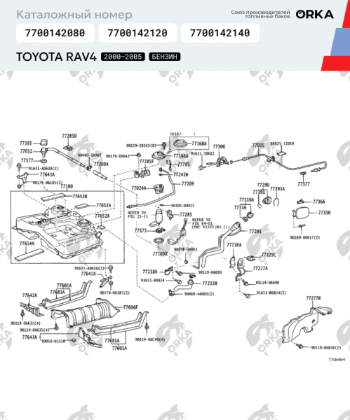 Купить Топливный бак Toyota RAV 4 Бензин (антикоррозия), 2000-2005 г.в. Топливный бак Toyota RAV 4 Бензин (антикоррозия), 2000-2005 г.в.