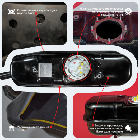 Топливный бак УАЗ Патриот правый (под погружной насос) усиленный пластик (bolt-on)